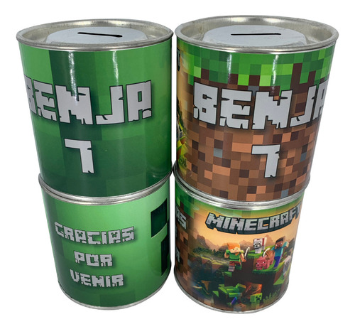 Alcancia Personalizada Minecraft Lata Tapa Desmontabx 15 U.