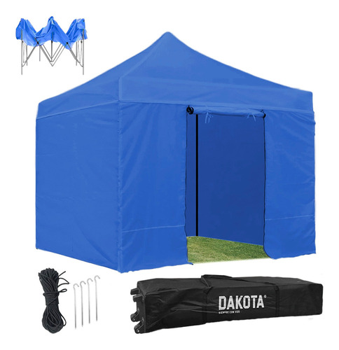 Dakota Gz33p4 gazebo 3x3 autoarmable paredes mas puerta mas estacas mas bolso color azul