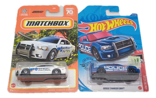 Dodge Charger Policia Matchbox Y Hot Wheels Combo X2