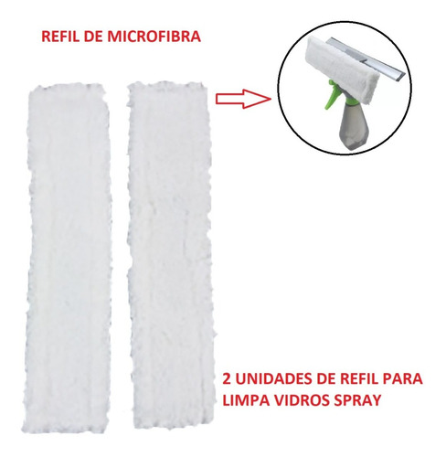 Refil Para Limpa Vidros Spray Microfibra  2 Unidade