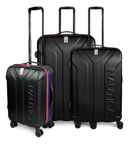 Set 3 Maletas Prime S+m+l Negra Nautica