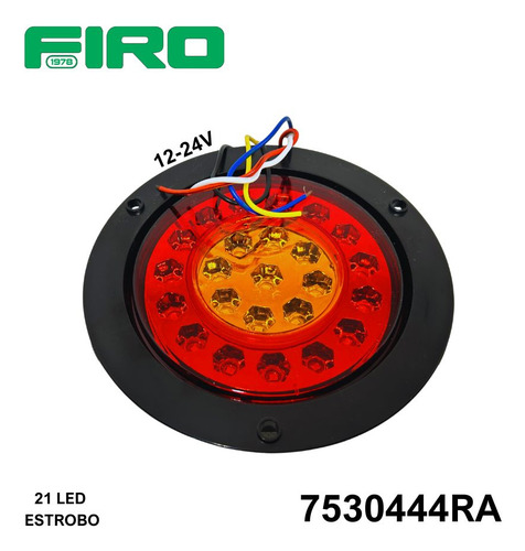 Plafon Embutido 4 Rojo Con Ambar 12-24v 21 Led Estrobo