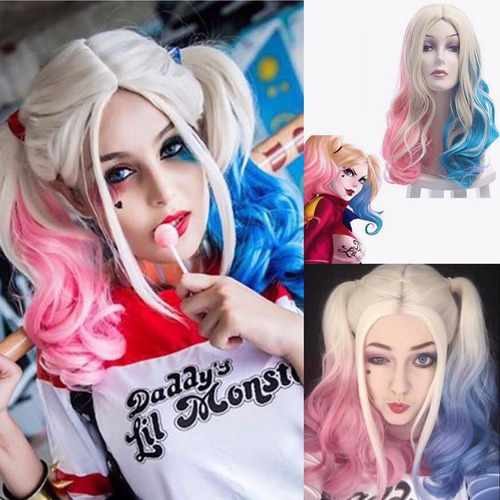 Pelucas Cosplay Anime Disfraz Kanekalon Harley Quinn