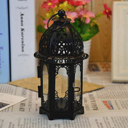 Candeliere De Cristal Tealight Linterna De Hierro Forjado
