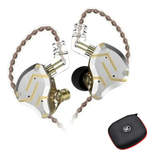 Kz Zs10 Pro Sem Mic + Case Retorno De Palco A Pronta Cor Glare Gold