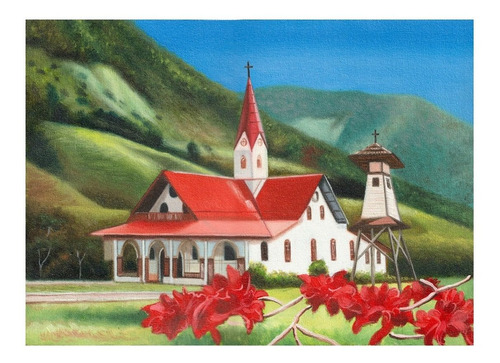 Iglesia De Prusia Oxapampa-sedamanos Art (óleo Sobre Lienzo)