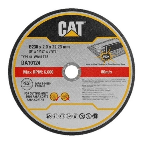 Disco Para Corte Meta 9puLG X 1/12puLG Cat