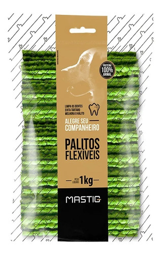 Osso Palito Flexivel Frisado 1 Kg - Sabor Menta 100% Natural