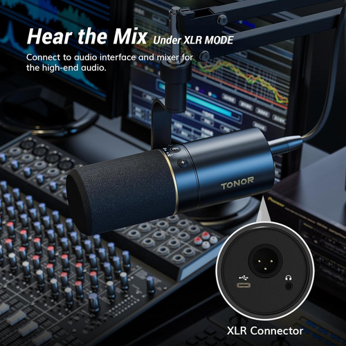 Tonor Dynamic Micrófono, Usb O Xlr, For Podcast, With Br...