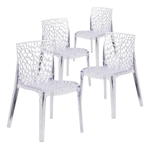 Flash Furniture Frederik - Silla Auxiliar Apilable Transpare