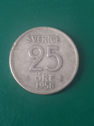 Suecia 1958 25 Ore Plata 