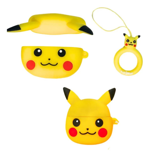 Funda Estuche Kawaii Para Airpods Pro2 Con Gancho Pikachu