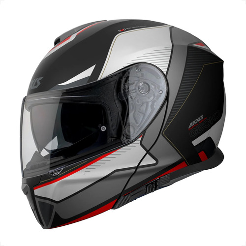 Capacete Sv Gecko Axxis Capital B5 Cinza/vermelho Articulado