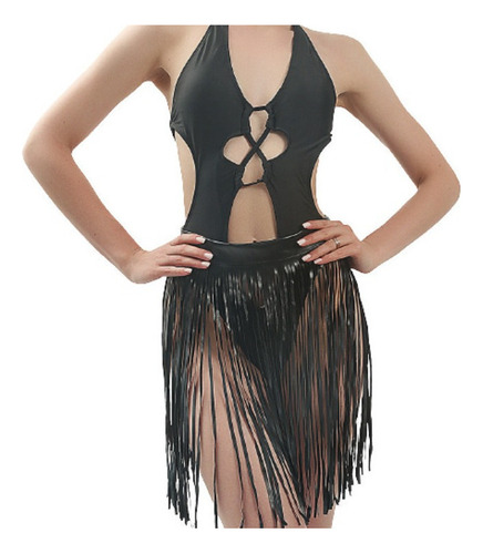 Fringe Samba Borla Cuero Cinturón Largo Falda Hippie Boho