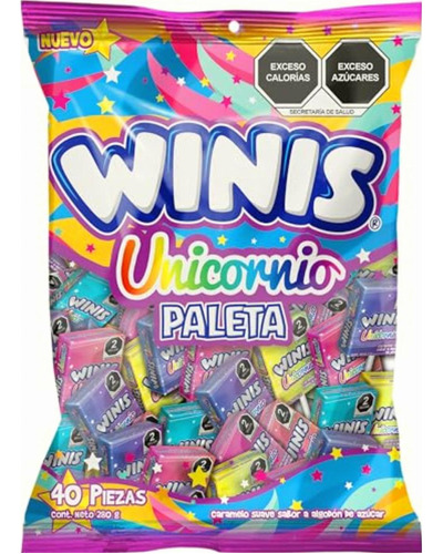 Winis Unicornio Paleta De 7 G. Bolsa Con 40 Pzas.