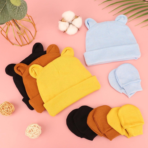 . Para Juego De Gorros De Bebé Recién Nacido Guantes De