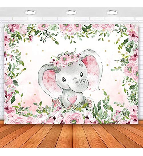 Sensfun Pink Floral Baby Shower Elefante Fondo Chica Rústico