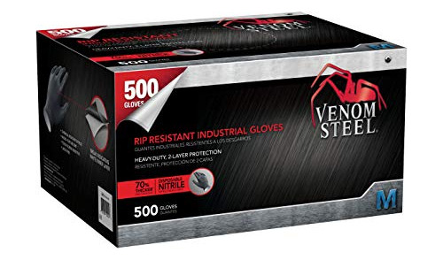 Guantes Venom Steel, Guantes Negros Desechables Resistentes 