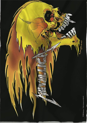 Bandera Tela Poster Metallica Flaming Skull