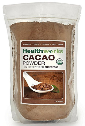 Healthworks Cacao En Polvo Sin Procesar Orgánica, 1lb