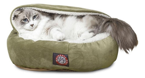 18 Inch Sage Suede Canopy Cat Bed