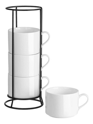 Juego De 4 Tazas De Café Apilables De Porcelana De 10 Oz Co