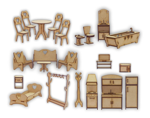 Imagen 2 de 2 de Muebles Para Casita De Muñecas Barbie - Combo Nro. 4