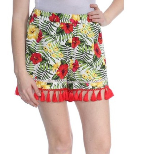 Short De Dama Xoxo Floral Borlas Pompones Hilo Verano Macy's