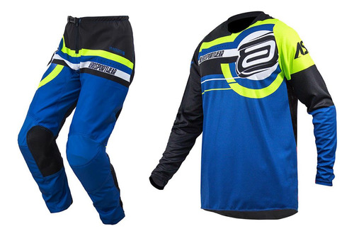 Conjunto Motocross Cross Asw Target Azul Off Road Trilha