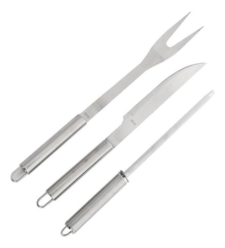 Kit Churrasco Aço Inox 6 Peças Com Maleta De Aluminio Fixxar