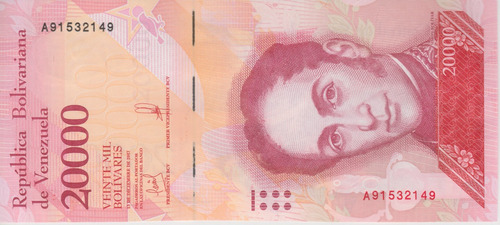 Imagen 3 de 4 de Billete 20000 Bs Venezuela Diciembre 2017 A8 Au/unc