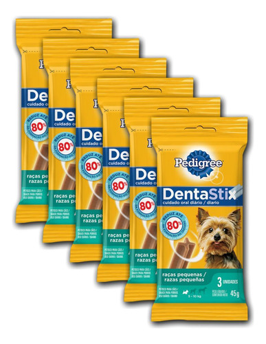 Pedigree Dentastix - Cães Adultos Raças Pequenas - 45g-6 Pcs