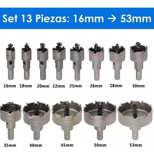 13 Brocas Sierras Corta Circle Metal 16-53 Mm Hss Acero Inox