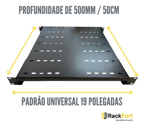 Bandeja Fixa Ventilada 1 U X 500 Mm Rack Padrão 19 Rackfort Cor Preto