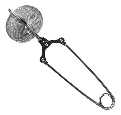 Infusor Tipo Pinza Bola De Malla Para Té De Acero Inoxidable Color Plateado
