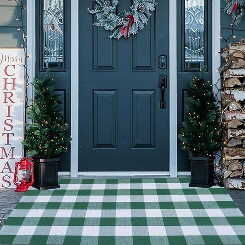 Alfombra Puerta Al Aire Libre Navidad Lavable Tejida Hogar