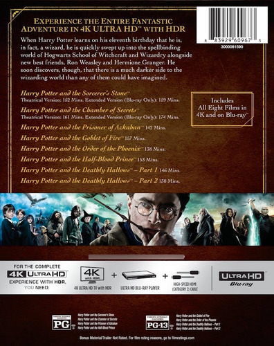 Harry Potter 1 - 8 Coleccion Completa 4k Ultra Hd + Bluray