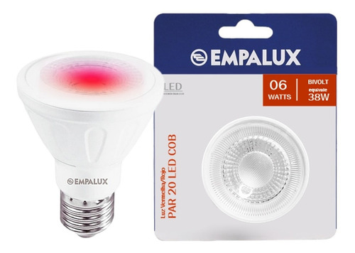 Lâmpada Led Par 20 Cob 6w E27 30º Bivolt Cor Vermelha 110V/220V