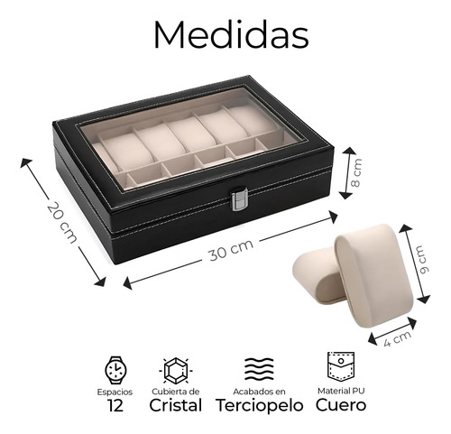 Estuche Alhajero Organizador De Relojes Y Joyas Con 12
