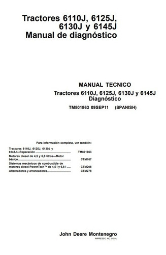 Manual Técnico-diagnóstico John Deere 6110j/6125j/6130j/6145
