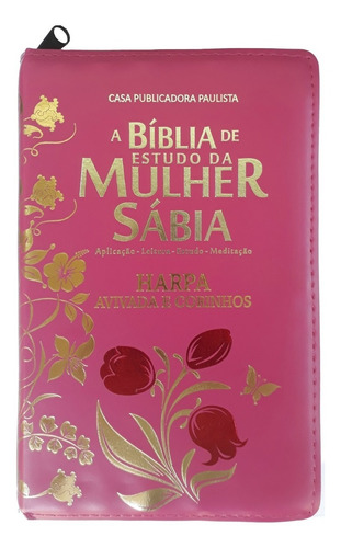 Bíblia De Estudo Da Mulher Sábia Letra Grande Harpa E Zíper