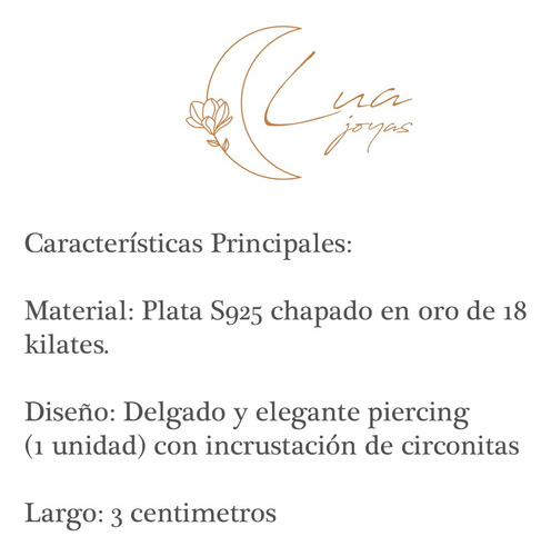Aro Freya Plata S925 Chapado Oro 18k Colgante Con Circonita