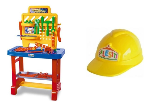 Kit Herramientas Grande + Casco Set Constructor Juguete Niño