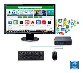 Asus Celeron Chromebox Y Monitor Full Hd De 24'' Con Teclado