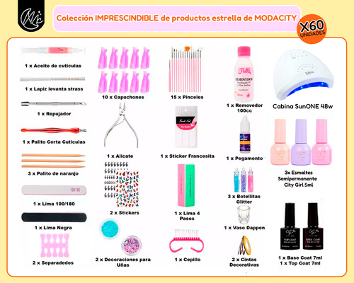 Kit Manicura Semipermanente Cabina Uv Led X60 Completo Uñas 48w