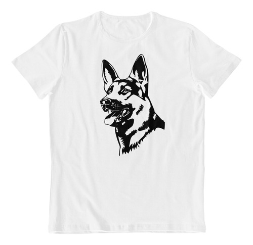 Dtf - Polera Blanca Algodon - Kelpie Australiano Perro B/n