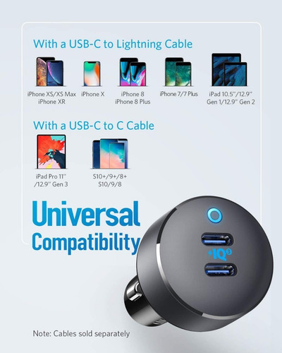Imagen 2 de 7 de Anker - Cargador De Carro Usb C, 36 W, 2 Puertos Ultrarapido