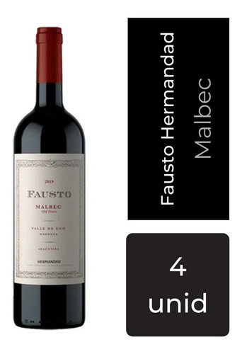 Vino Fausto malbec old vines 750mL caja X4