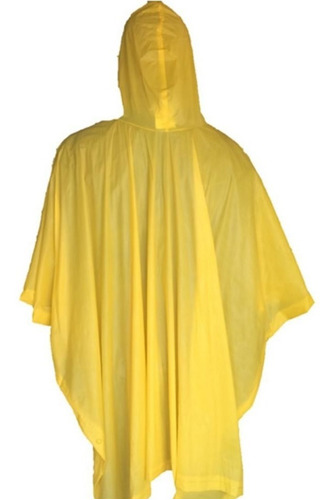 Imagen 2 de 7 de Poncho Lluvia Agua Pvc 100% Impermeable Amarillo Azul-fran