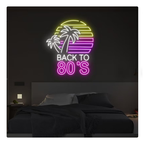 Letrero Led Neon Tiempo Retro 80s Party Ancho 50cm Luminoso